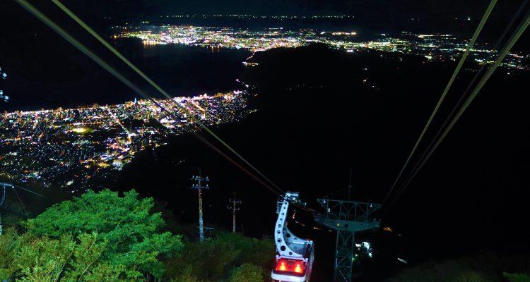 <span style="font-size:16px;"><a href="https://www.beppu-ropeway.co.jp/ "> <span style="color:#C9F2E3;"><u>別府ロープウェイ</u></span></a><br > <span style="font-size:12px;"> 別府ロープウェイに乗って展望台へ進むと、山上からの壮大な景色が一望できます。季節によって変化する絶景を楽しんでください。</span><br /> <span style="font-size:12px;"><span style="color:#FFFF00;">【スポット情報】</span><br /> 住所：大分県別府市大字南立石字寒原10－7 <br /> TEL：0977-22-2278<br /> 営業時間：夏季（3/15～11/14）始発9：00 上り最終便 17：00 下り最終便 17：30、冬季（11/15～3/14）始発9：00 上り最終便 16：30 下り最終便 17：00 ※夜間営業は夏中心の指定日のみ</span><br /><br>