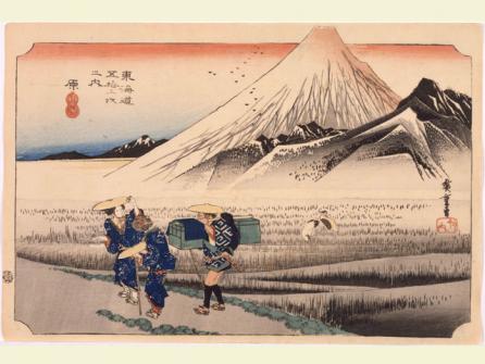 歌川広重 《東海道五拾三次之内　原 朝之冨士》 天保5～7年（1834～36）頃 江戸東京博物館蔵 【8月20日～9月8日展示】